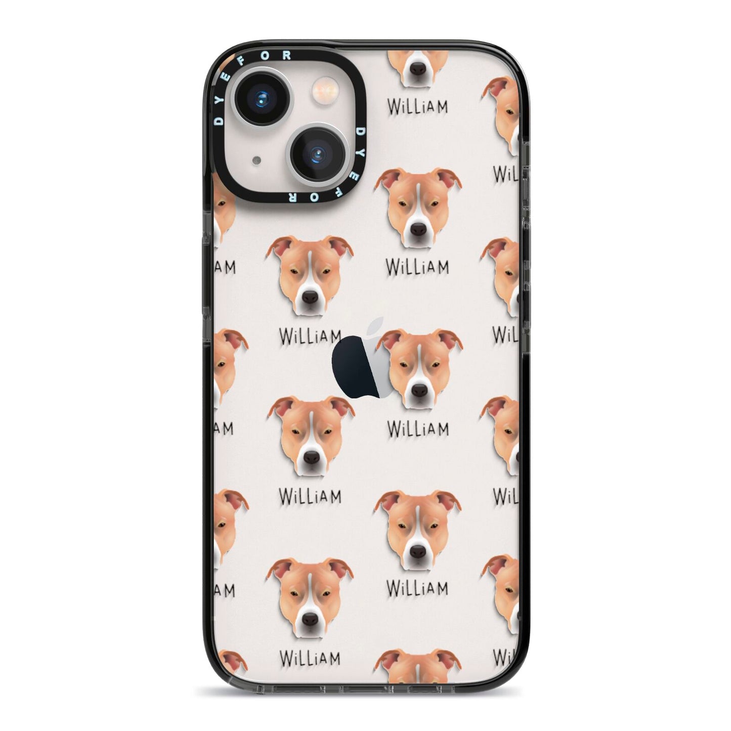 American Pit Bull Terrier Icon with Name iPhone 13 Black Impact Case on Silver phone