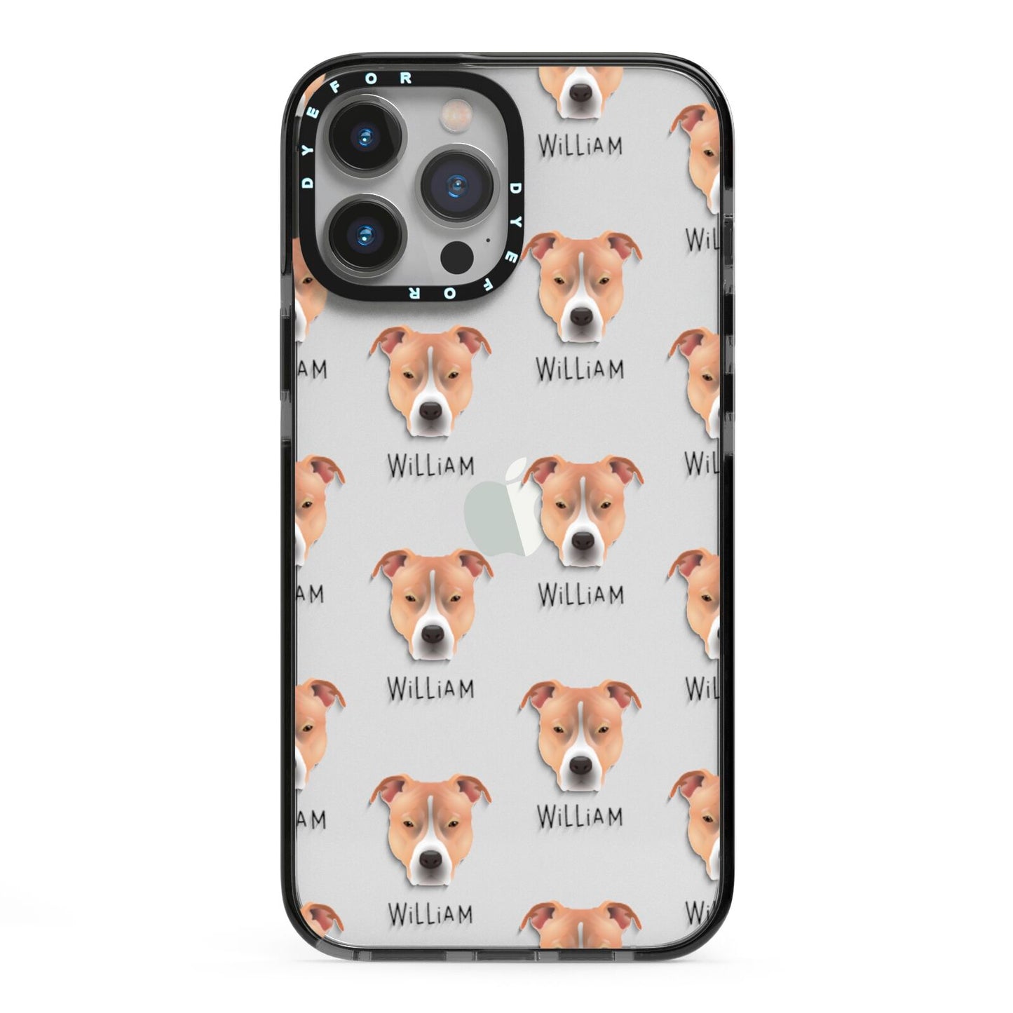 American Pit Bull Terrier Icon with Name iPhone 13 Pro Max Black Impact Case on Silver phone