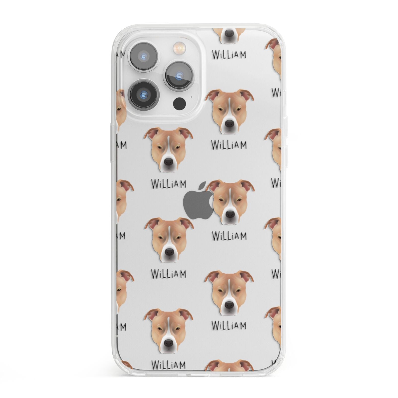 American Pit Bull Terrier Icon with Name iPhone 13 Pro Max Clear Bumper Case