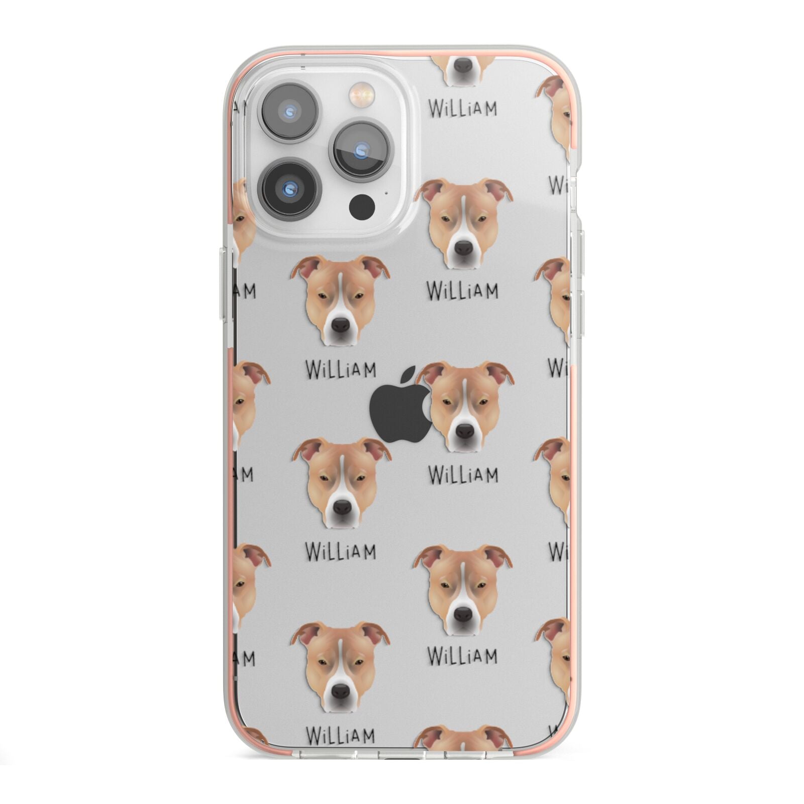 American Pit Bull Terrier Icon with Name iPhone 13 Pro Max TPU Impact Case with Pink Edges