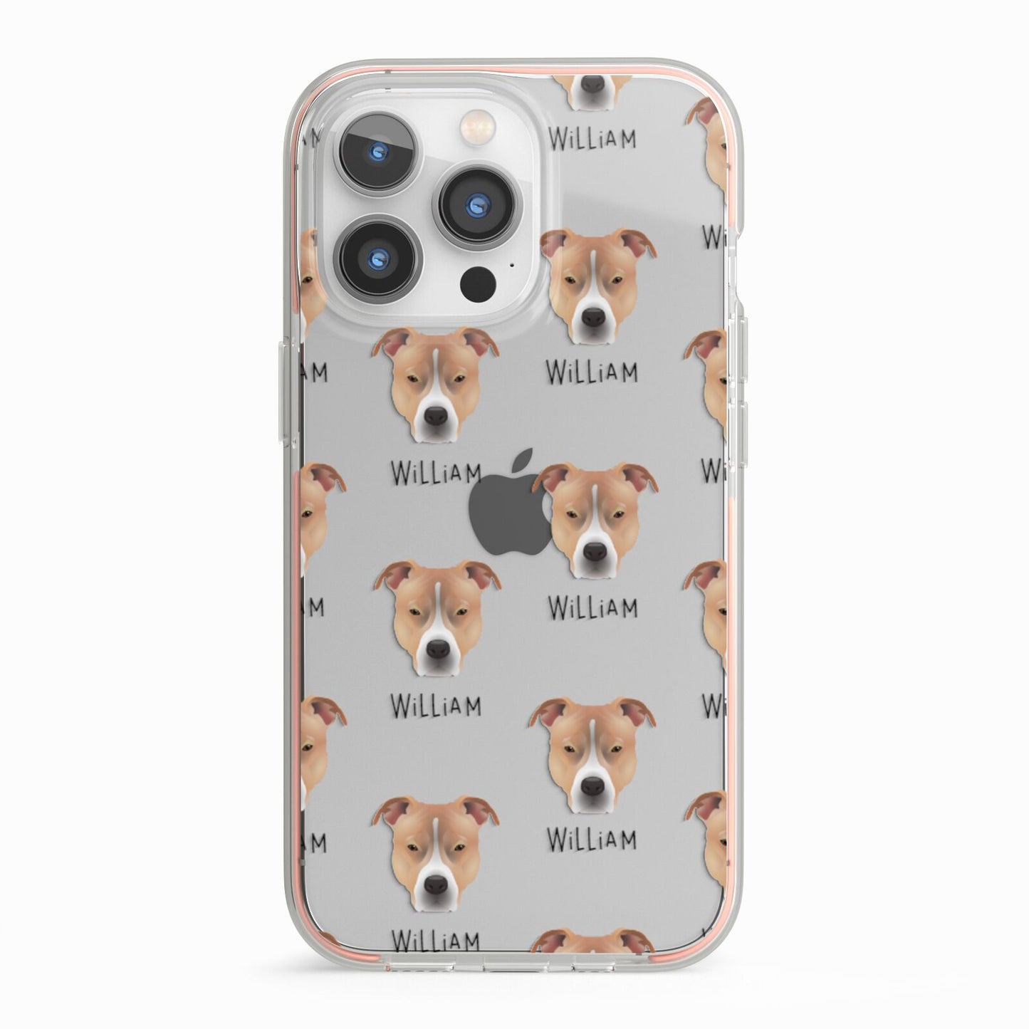 American Pit Bull Terrier Icon with Name iPhone 13 Pro TPU Impact Case with Pink Edges