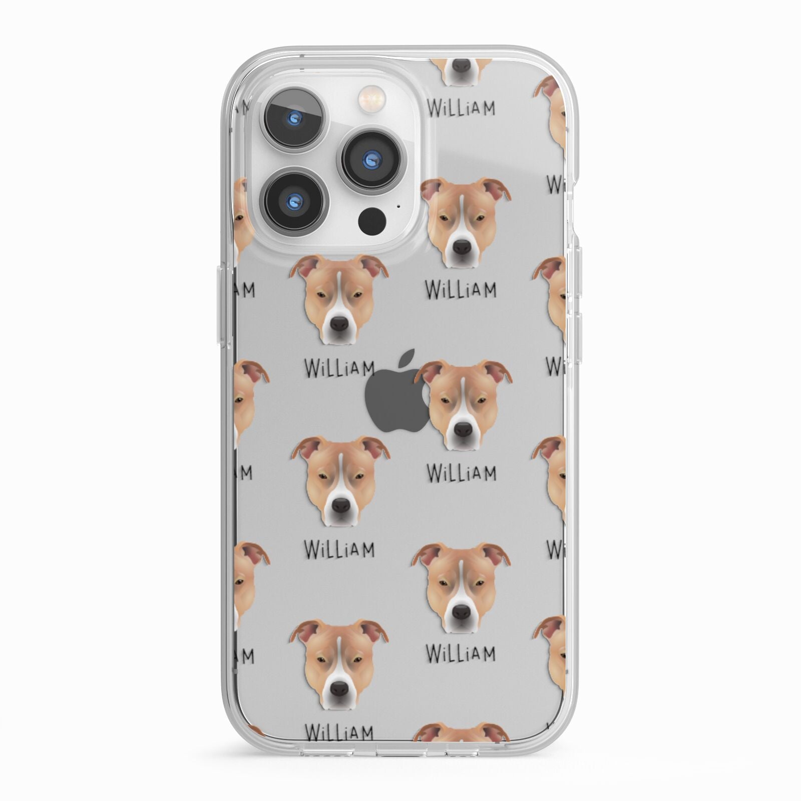 American Pit Bull Terrier Icon with Name iPhone 13 Pro TPU Impact Case with White Edges