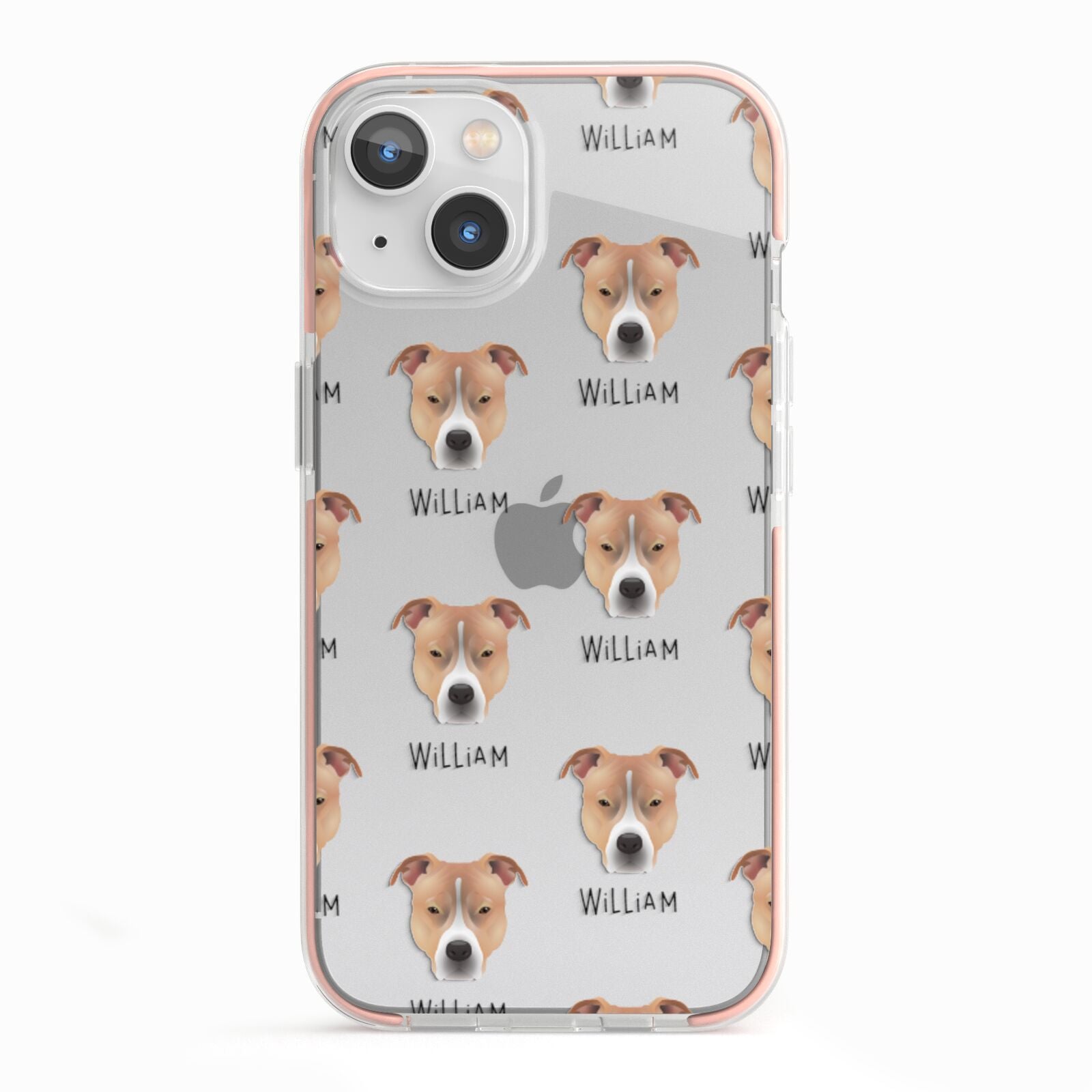 American Pit Bull Terrier Icon with Name iPhone 13 TPU Impact Case with Pink Edges