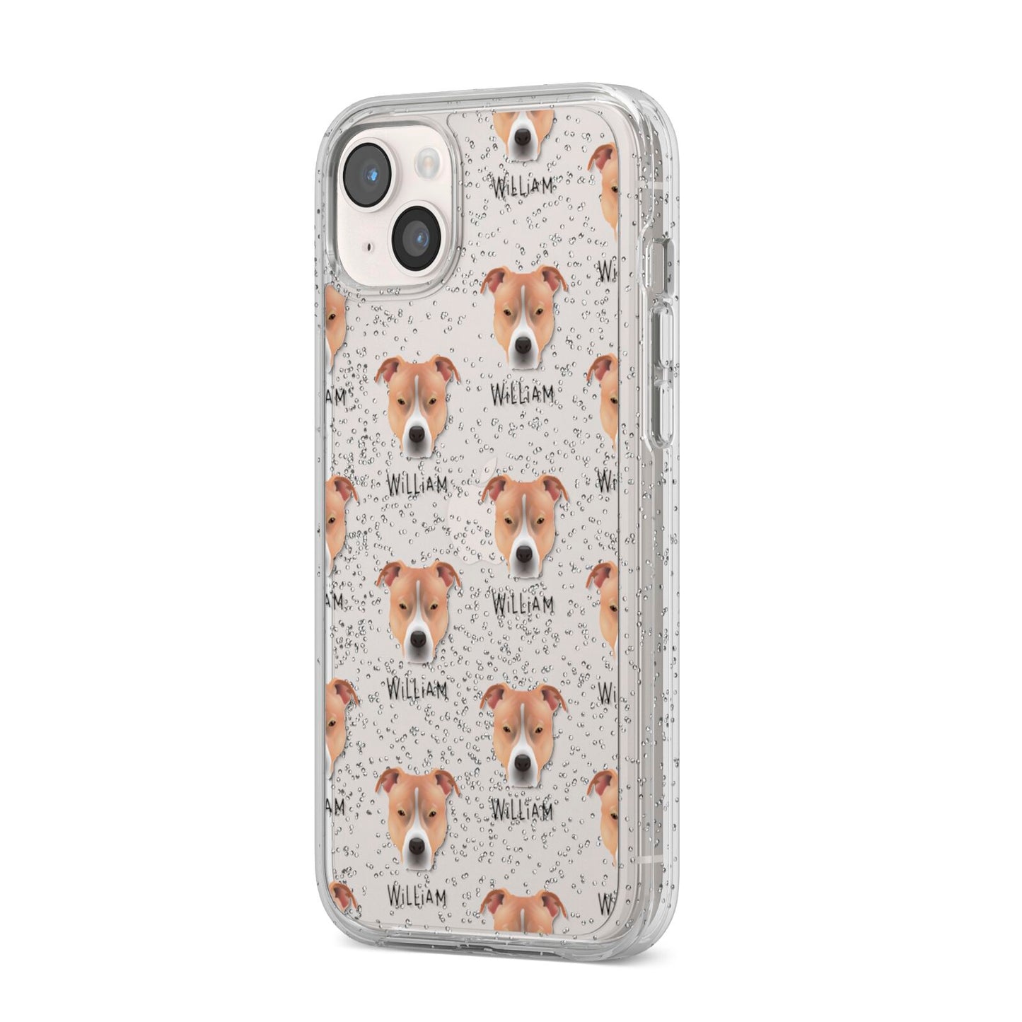 American Pit Bull Terrier Icon with Name iPhone 14 Plus Glitter Tough Case Starlight Angled Image