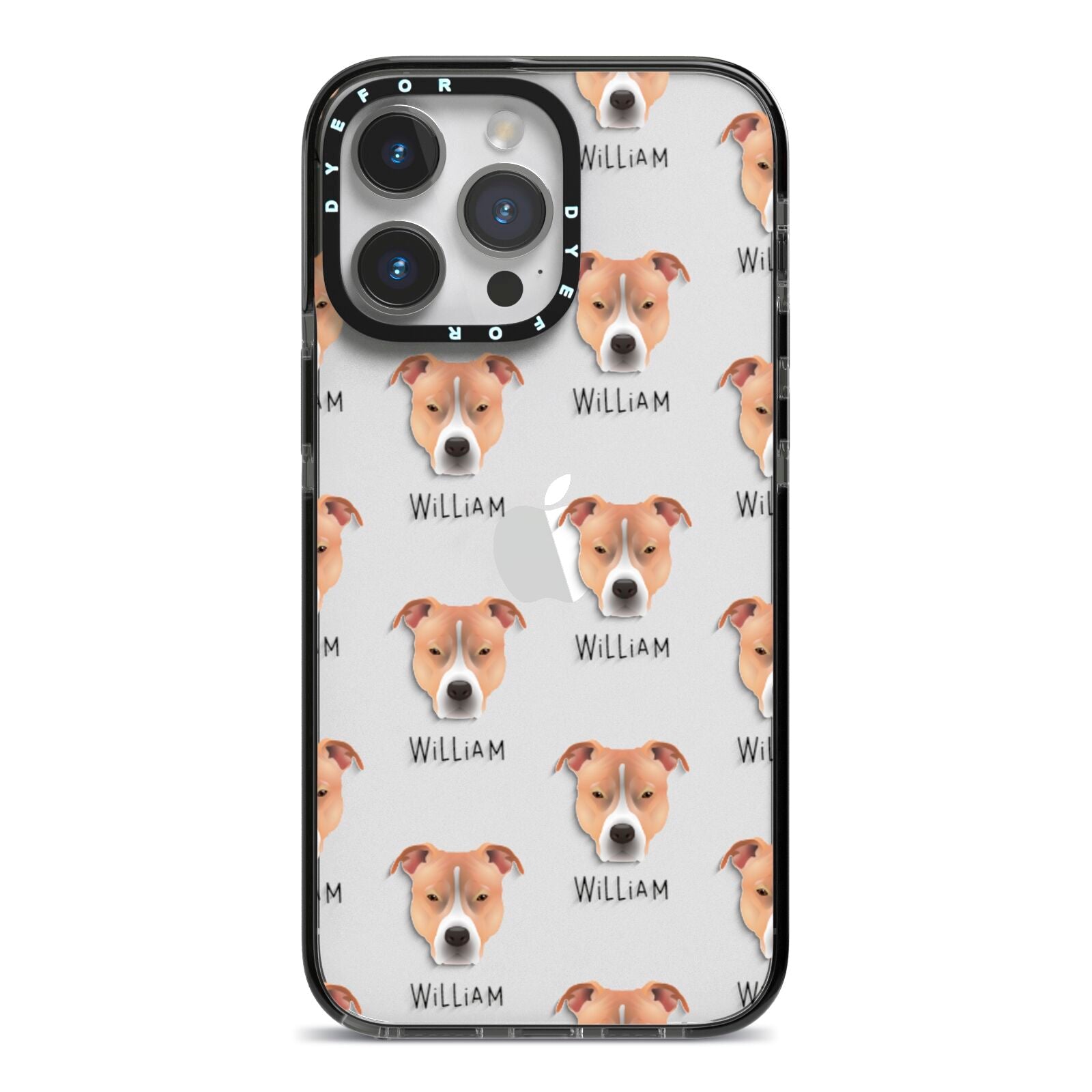American Pit Bull Terrier Icon with Name iPhone 14 Pro Max Black Impact Case on Silver phone
