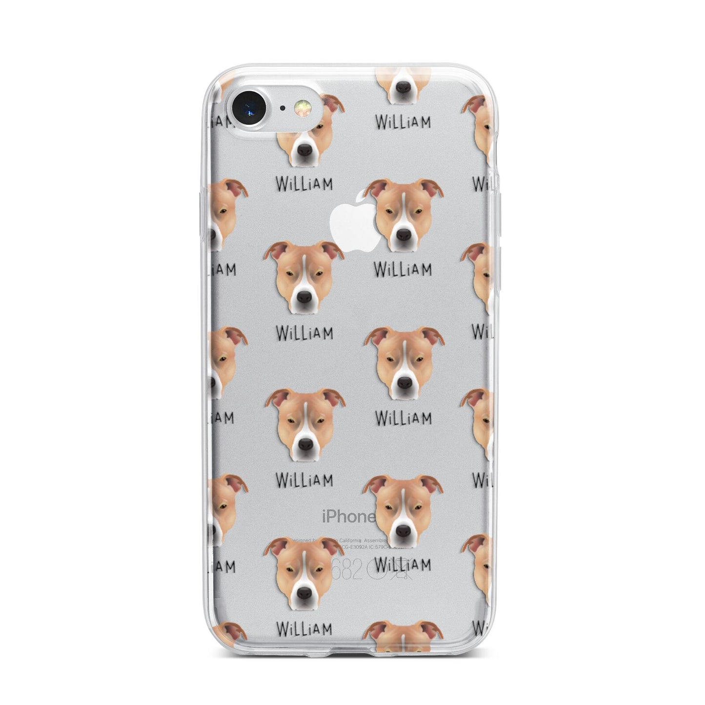 American Pit Bull Terrier Icon with Name iPhone 7 Bumper Case on Silver iPhone