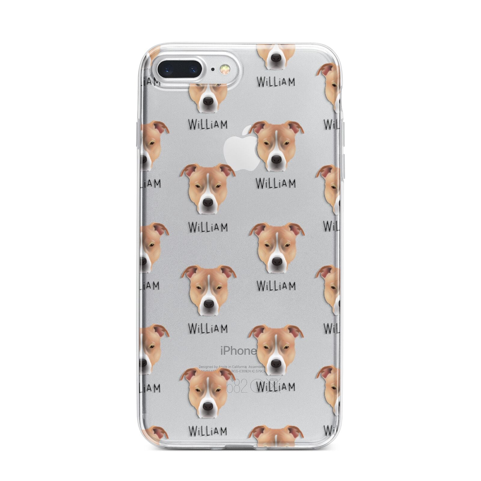 American Pit Bull Terrier Icon with Name iPhone 7 Plus Bumper Case on Silver iPhone