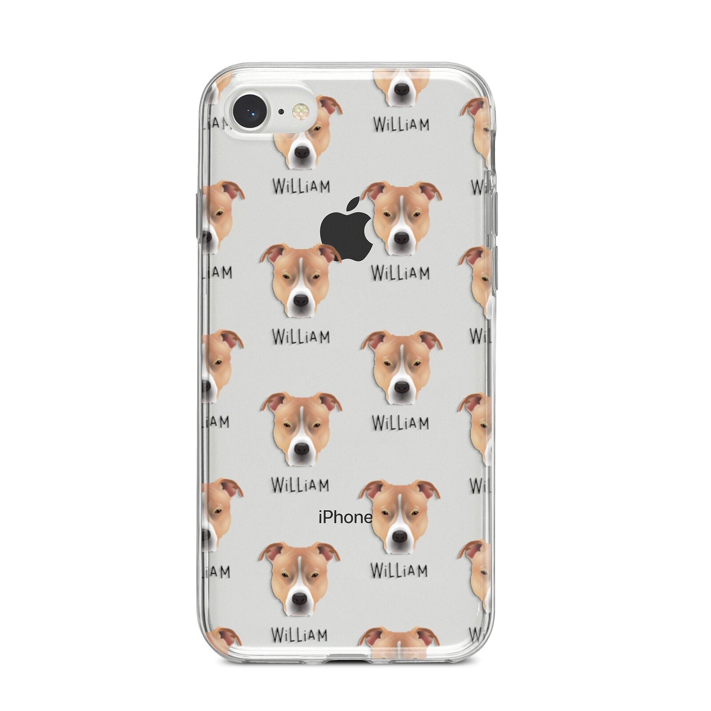 American Pit Bull Terrier Icon with Name iPhone 8 Bumper Case on Silver iPhone