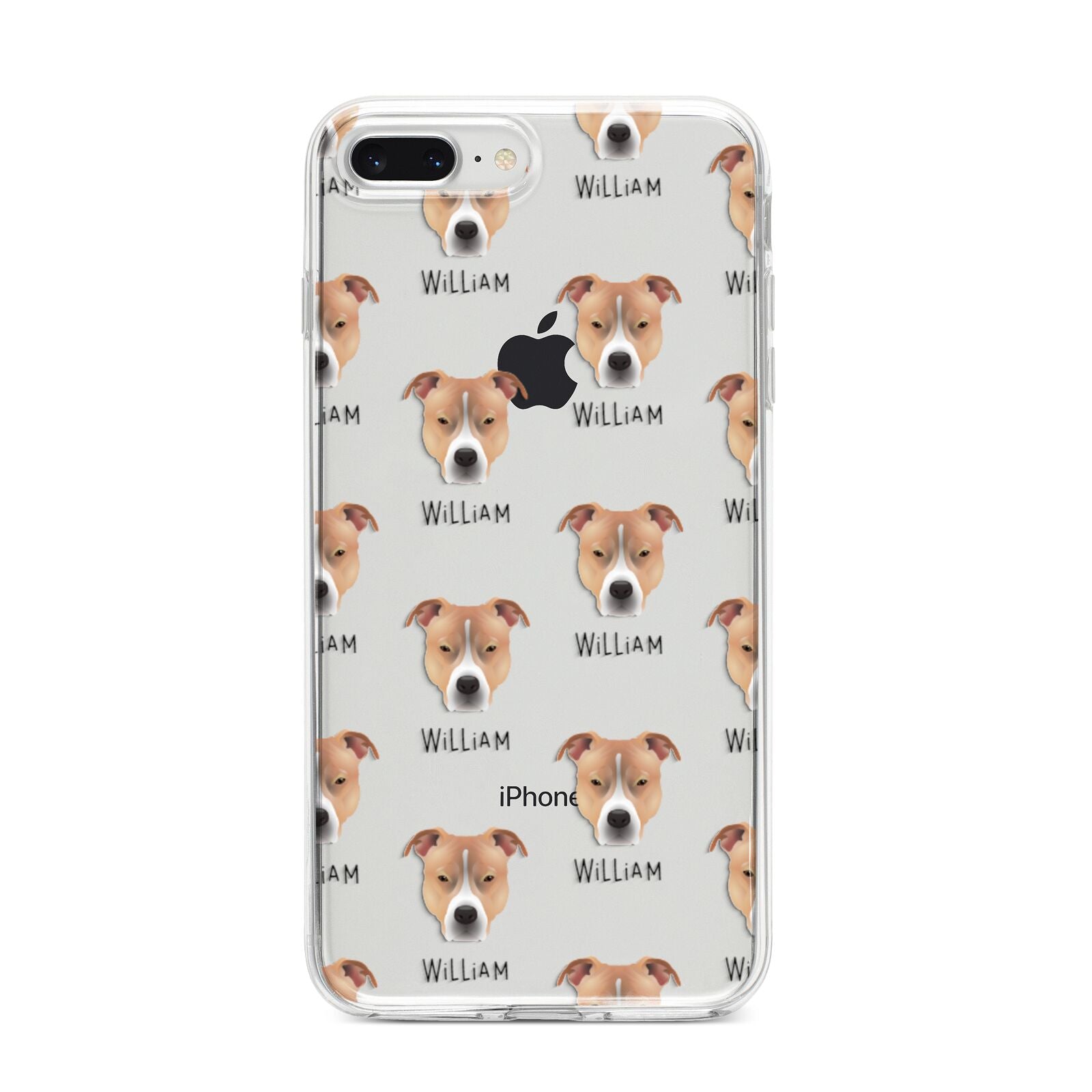 American Pit Bull Terrier Icon with Name iPhone 8 Plus Bumper Case on Silver iPhone