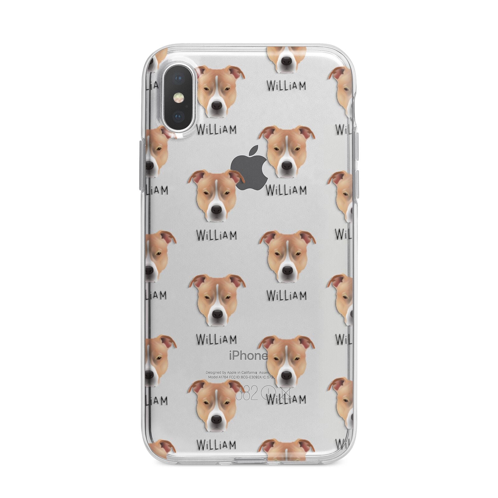 American Pit Bull Terrier Icon with Name iPhone X Bumper Case on Silver iPhone Alternative Image 1