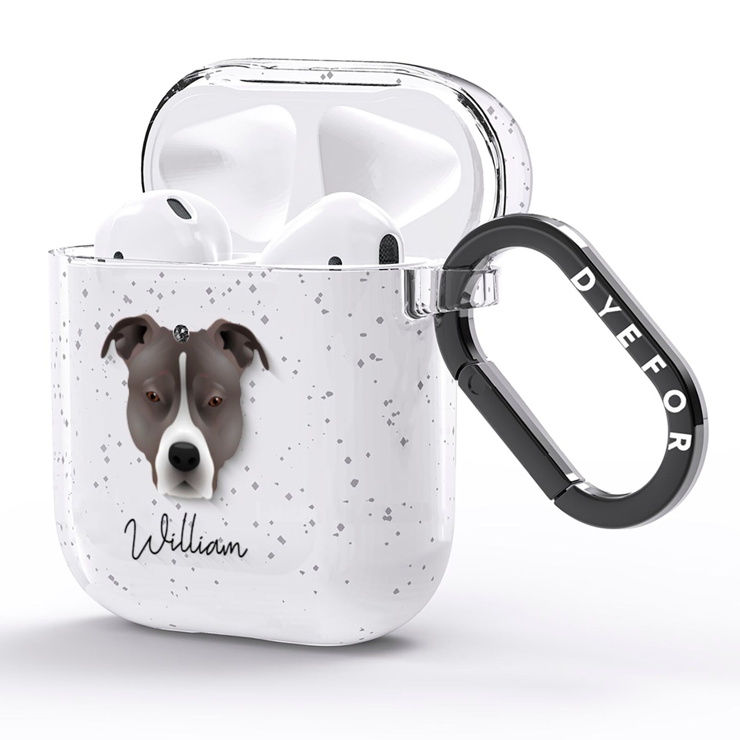 American Pit Bull Terrier Personalised AirPods Glitter Case Side Image