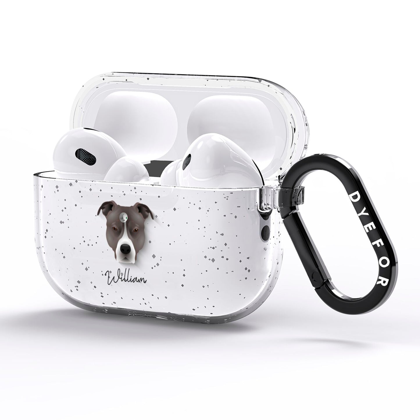 American Pit Bull Terrier Personalised AirPods Pro Glitter Case Side Image