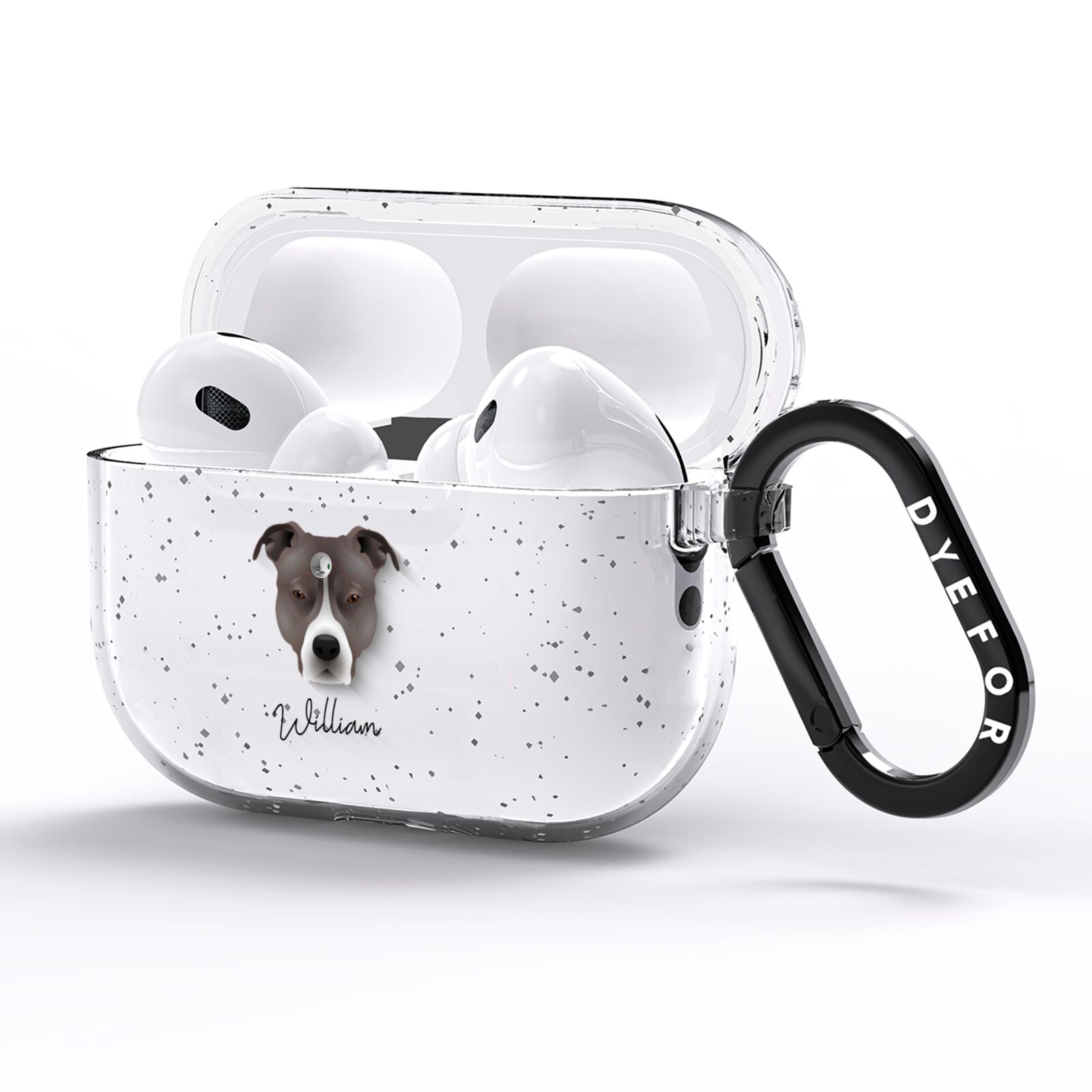 American Pit Bull Terrier Personalised AirPods Pro Glitter Case Side Image