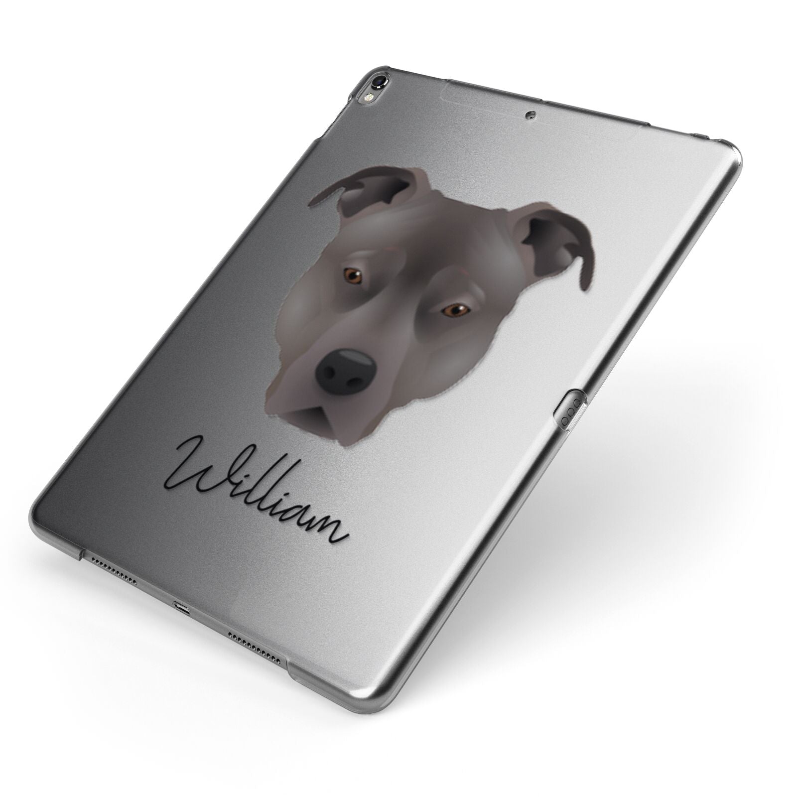 American Pit Bull Terrier Personalised Apple iPad Case on Grey iPad Side View