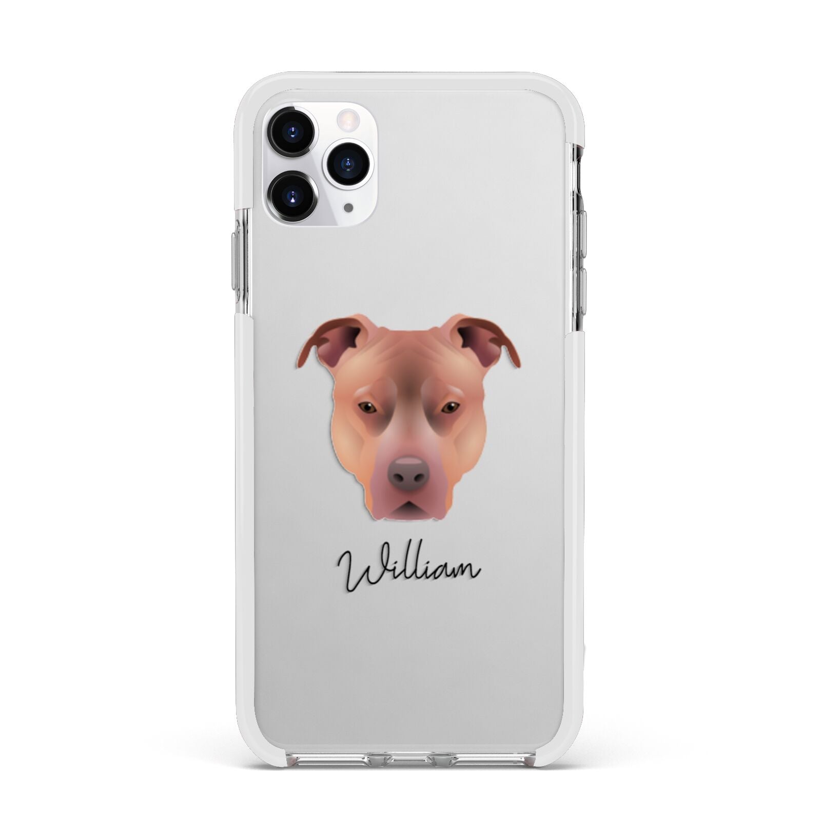 American Pit Bull Terrier Personalised Apple iPhone 11 Pro Max in Silver with White Impact Case