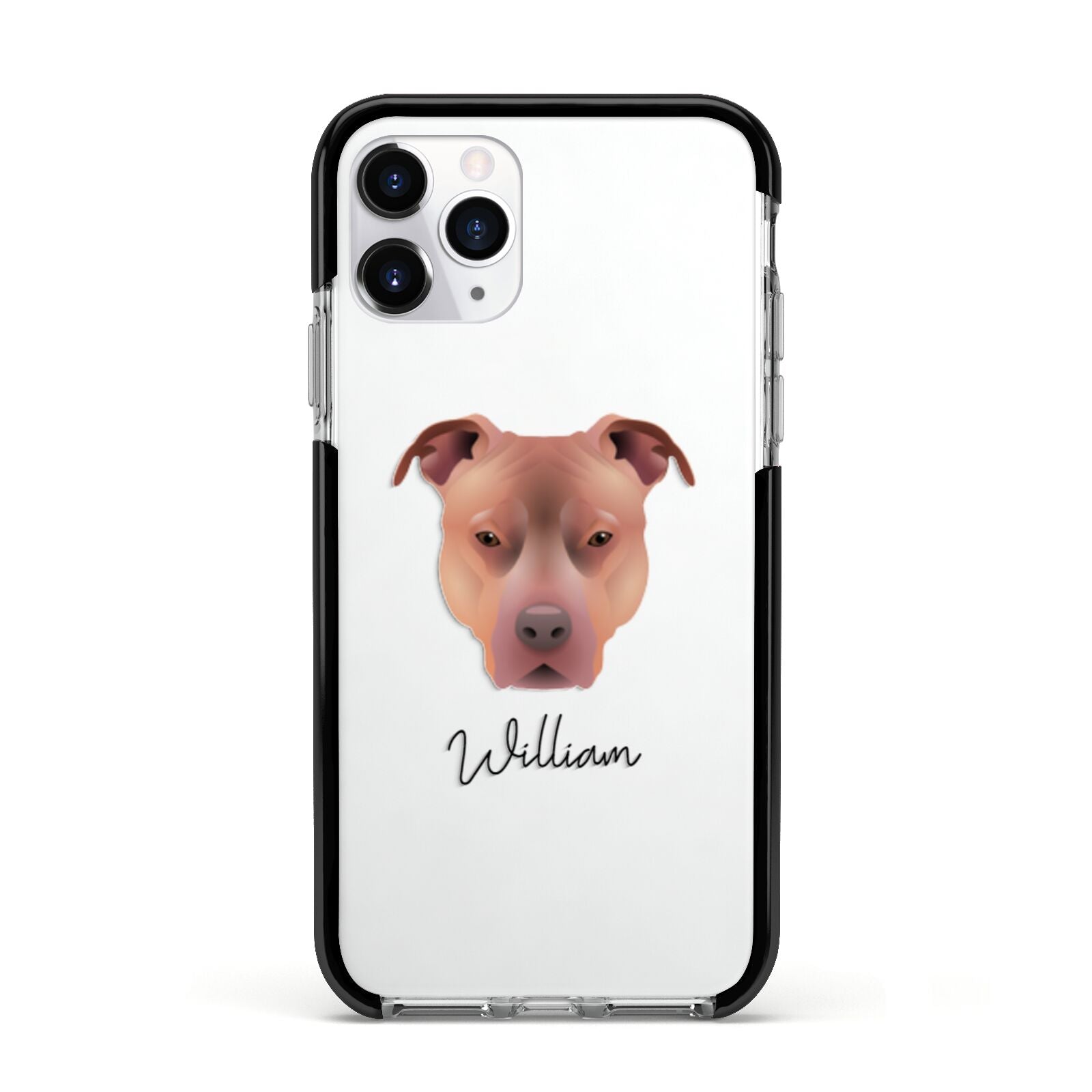 American Pit Bull Terrier Personalised Apple iPhone 11 Pro in Silver with Black Impact Case