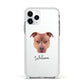 American Pit Bull Terrier Personalised Apple iPhone 11 Pro in Silver with White Impact Case