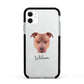 American Pit Bull Terrier Personalised Apple iPhone 11 in White with Black Impact Case