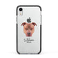 American Pit Bull Terrier Personalised Apple iPhone XR Impact Case Black Edge on Silver Phone