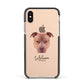 American Pit Bull Terrier Personalised Apple iPhone Xs Impact Case Black Edge on Gold Phone