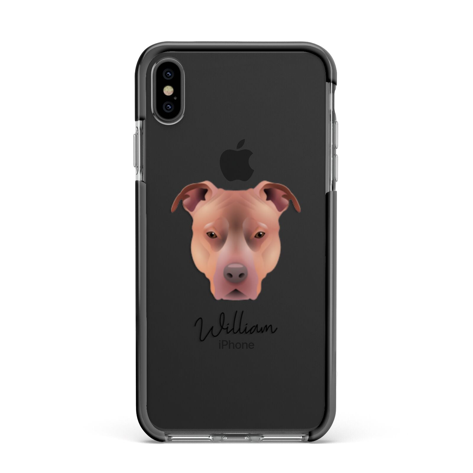 American Pit Bull Terrier Personalised Apple iPhone Xs Max Impact Case Black Edge on Black Phone