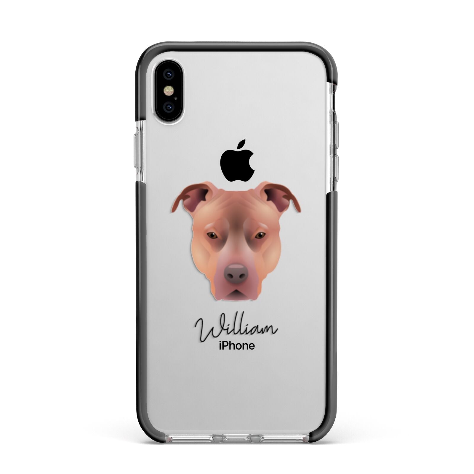 American Pit Bull Terrier Personalised Apple iPhone Xs Max Impact Case Black Edge on Silver Phone