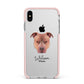 American Pit Bull Terrier Personalised Apple iPhone Xs Max Impact Case Pink Edge on Silver Phone