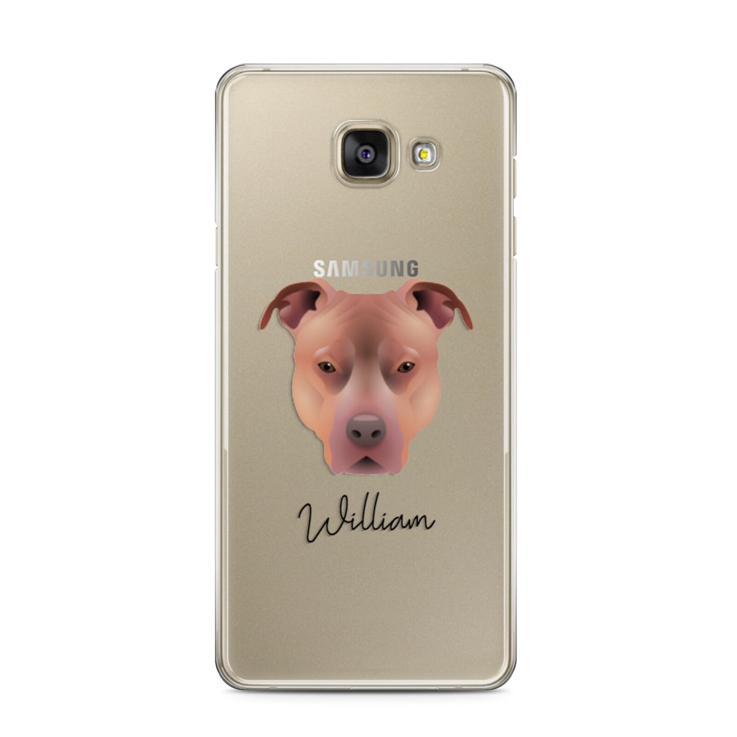 American Pit Bull Terrier Personalised Samsung Galaxy A3 2016 Case on gold phone