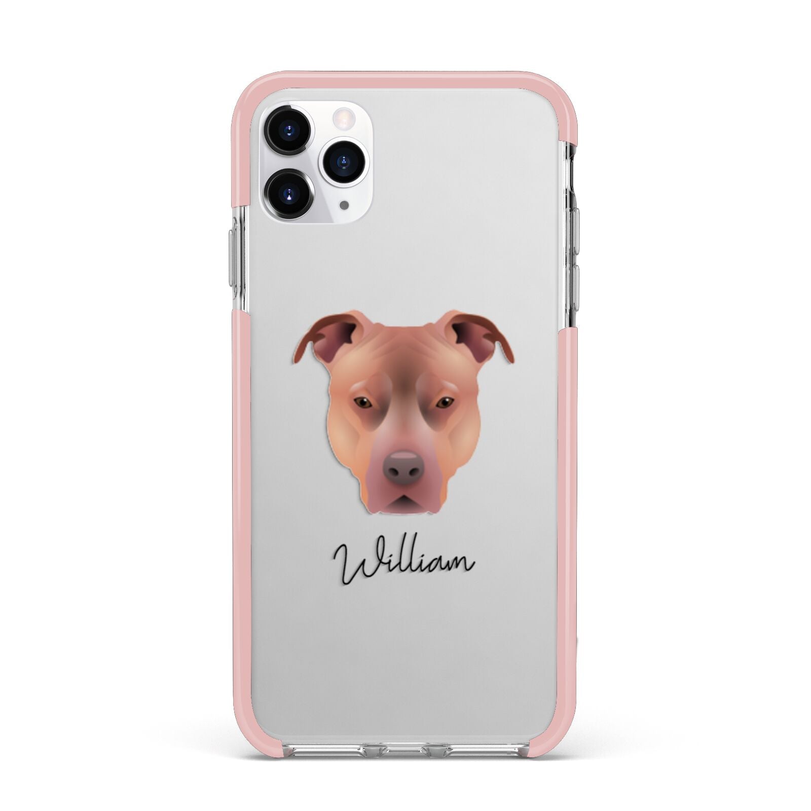 American Pit Bull Terrier Personalised iPhone 11 Pro Max Impact Pink Edge Case