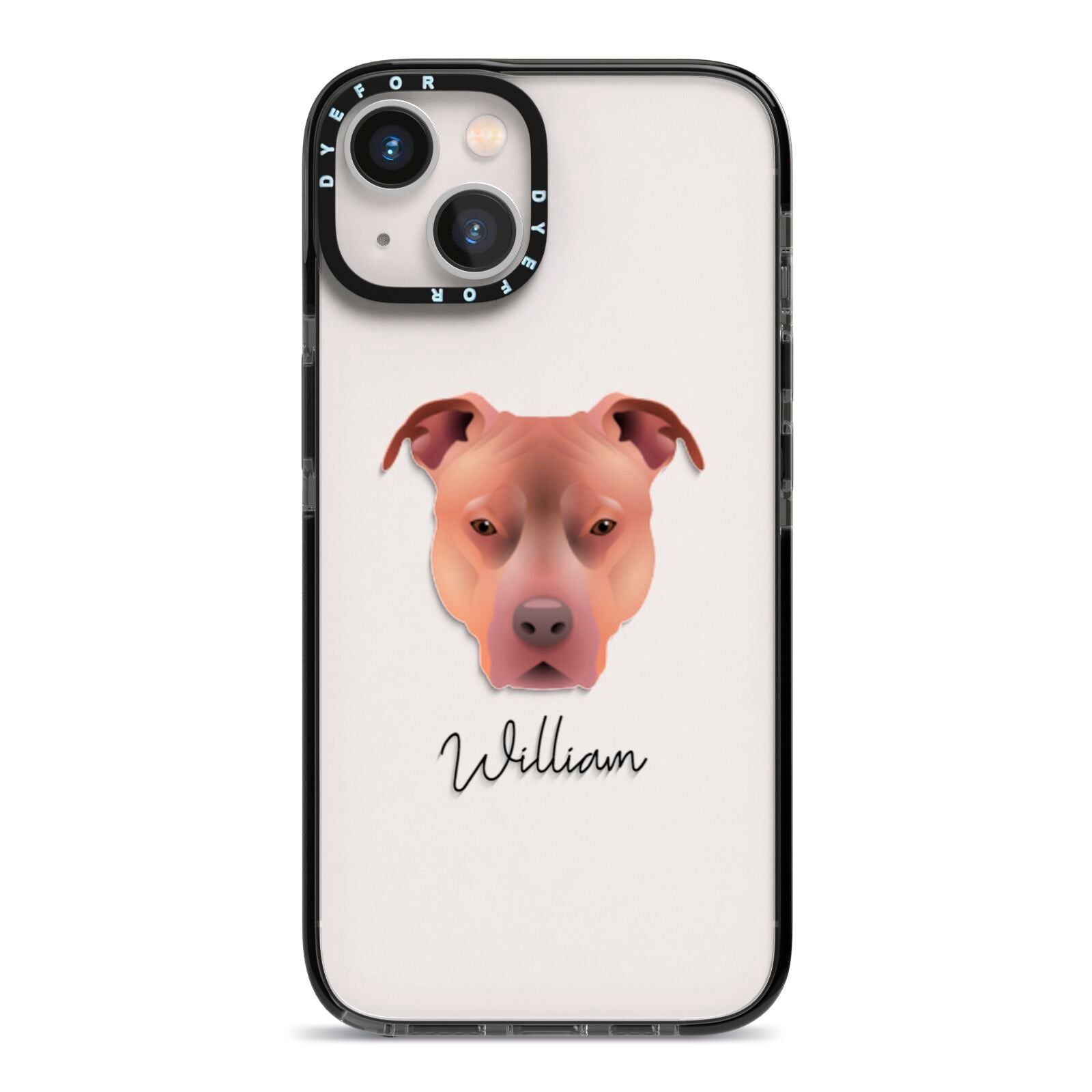 American Pit Bull Terrier Personalised iPhone 13 Black Impact Case on Silver phone