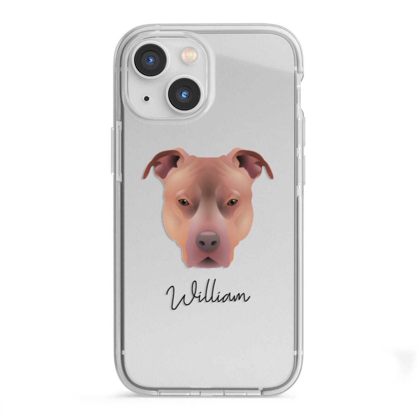 American Pit Bull Terrier Personalised iPhone 13 Mini TPU Impact Case with White Edges