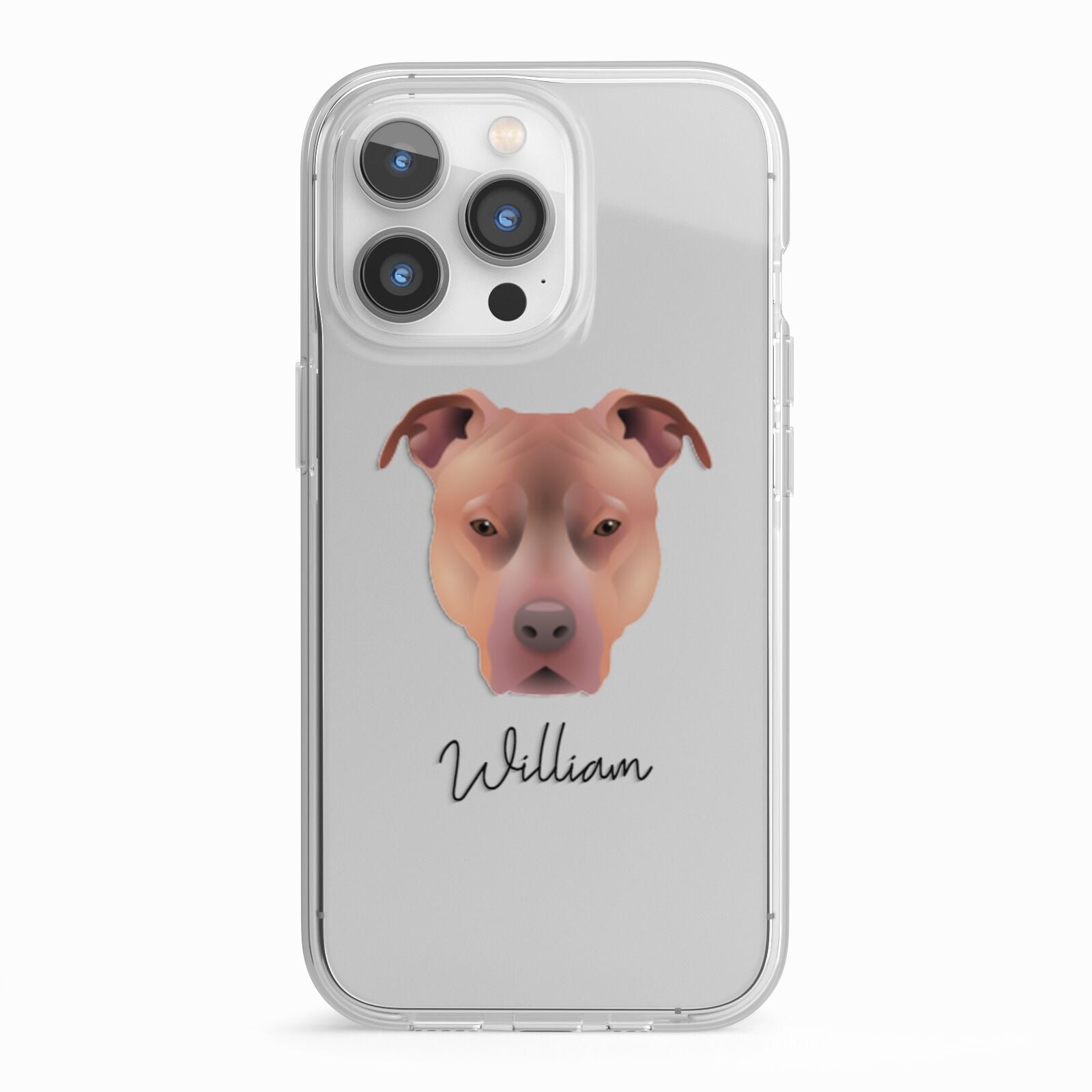 American Pit Bull Terrier Personalised iPhone 13 Pro TPU Impact Case with White Edges