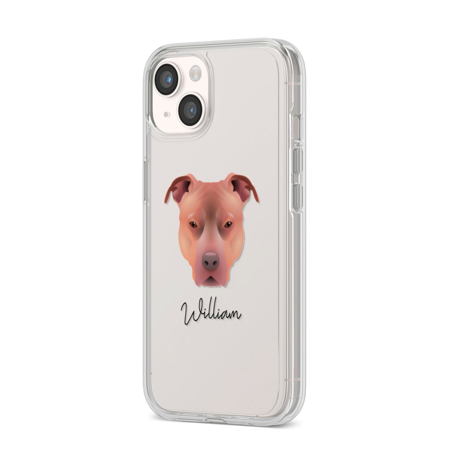 American Pit Bull Terrier Personalised iPhone 14 Clear Tough Case Starlight Angled Image