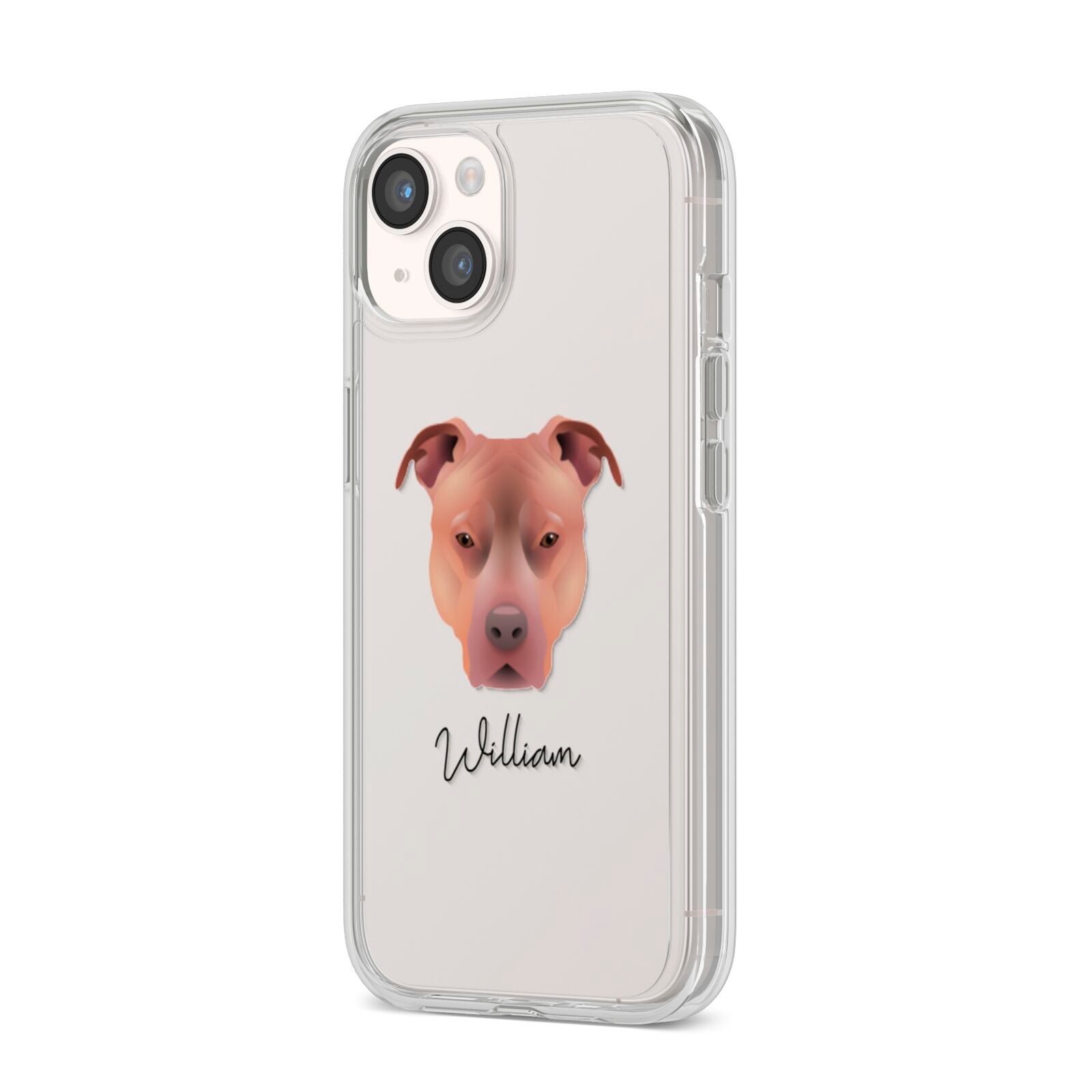 American Pit Bull Terrier Personalised iPhone 14 Clear Tough Case Starlight Angled Image