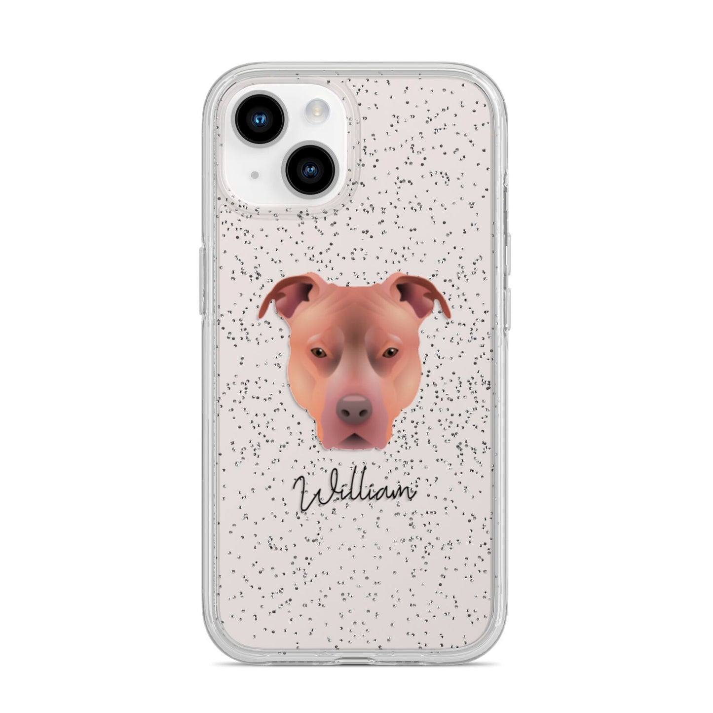 American Pit Bull Terrier Personalised iPhone 14 Glitter Tough Case Starlight