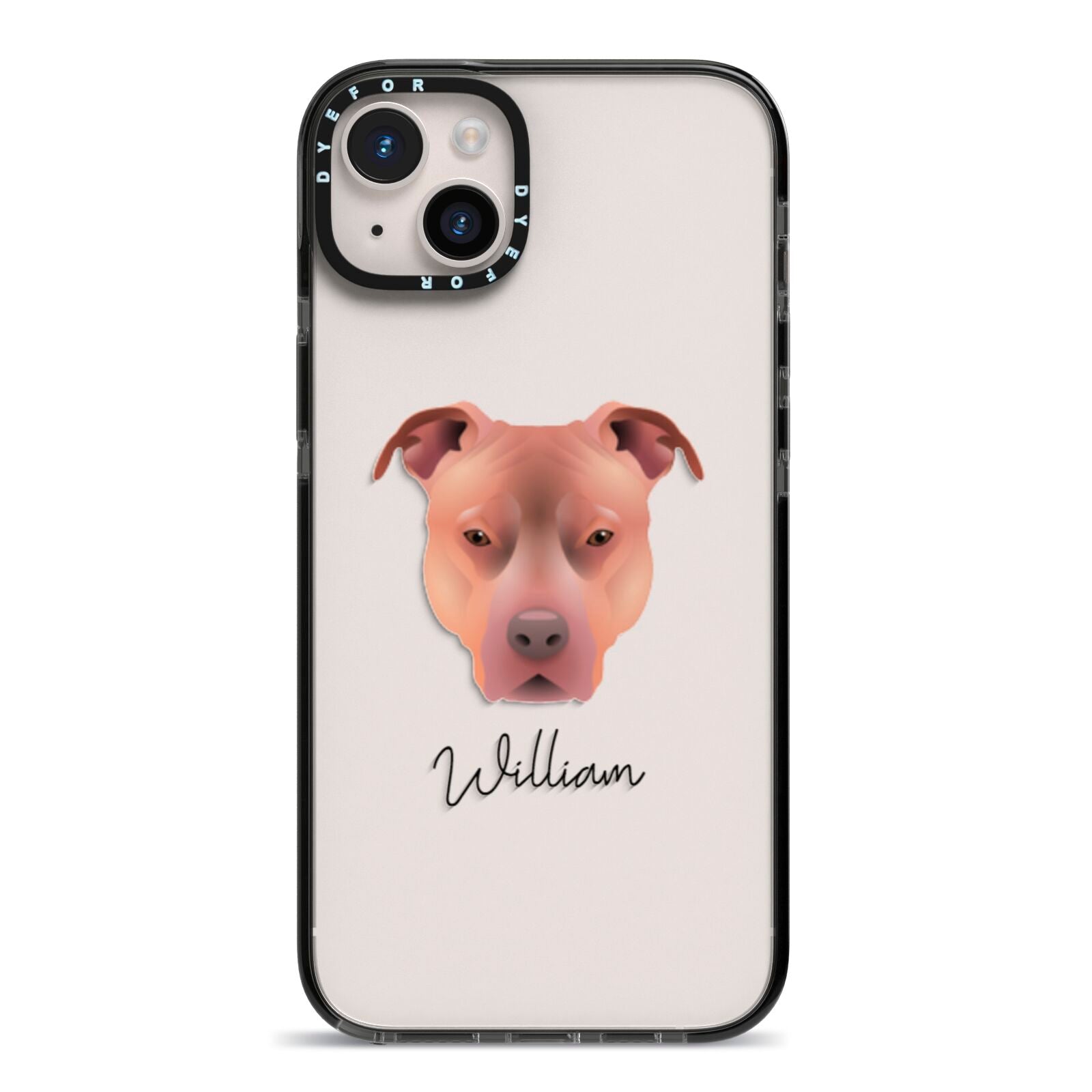 American Pit Bull Terrier Personalised iPhone 14 Plus Black Impact Case on Silver phone