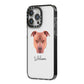 American Pit Bull Terrier Personalised iPhone 14 Pro Max Black Impact Case Side Angle on Silver phone