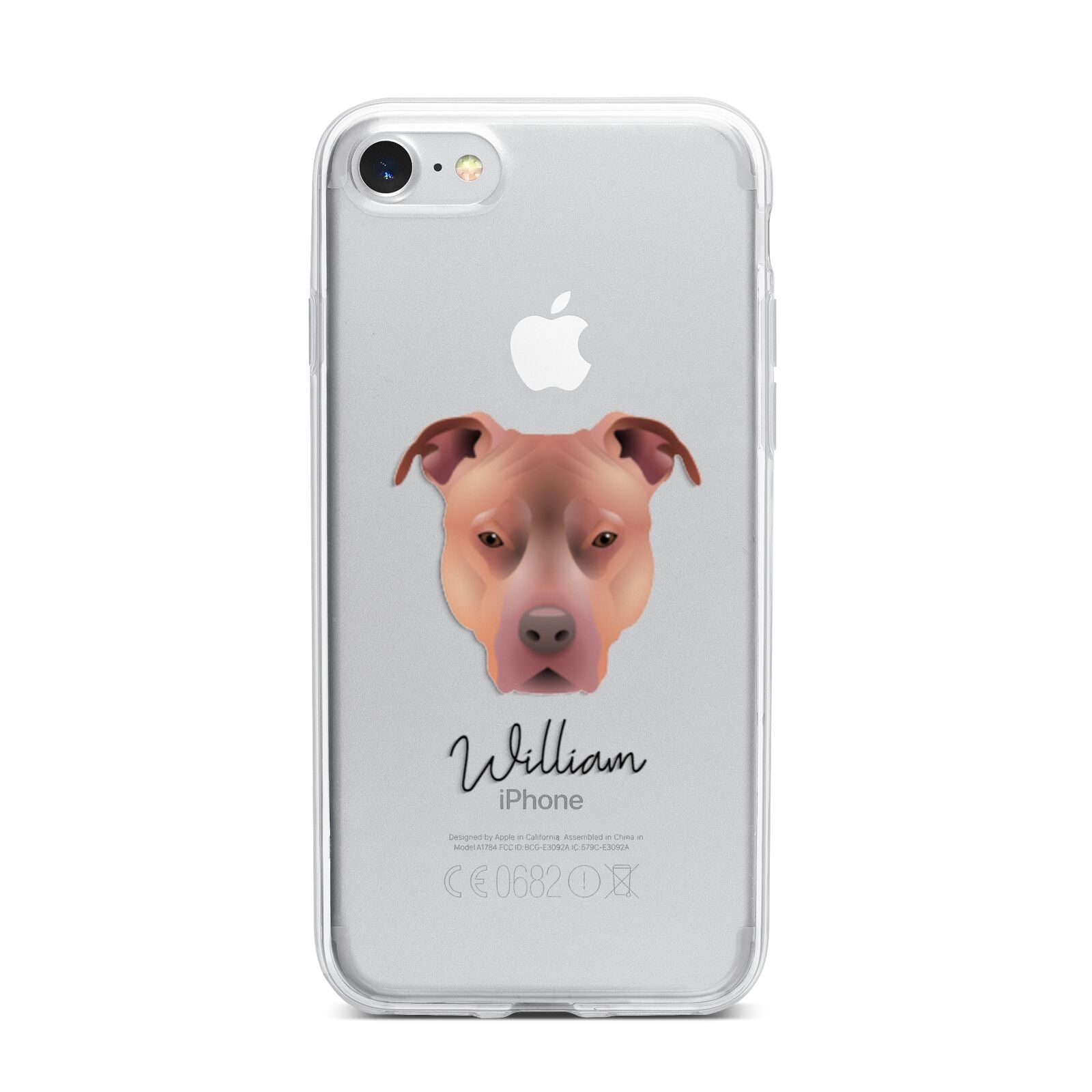 American Pit Bull Terrier Personalised iPhone 7 Bumper Case on Silver iPhone