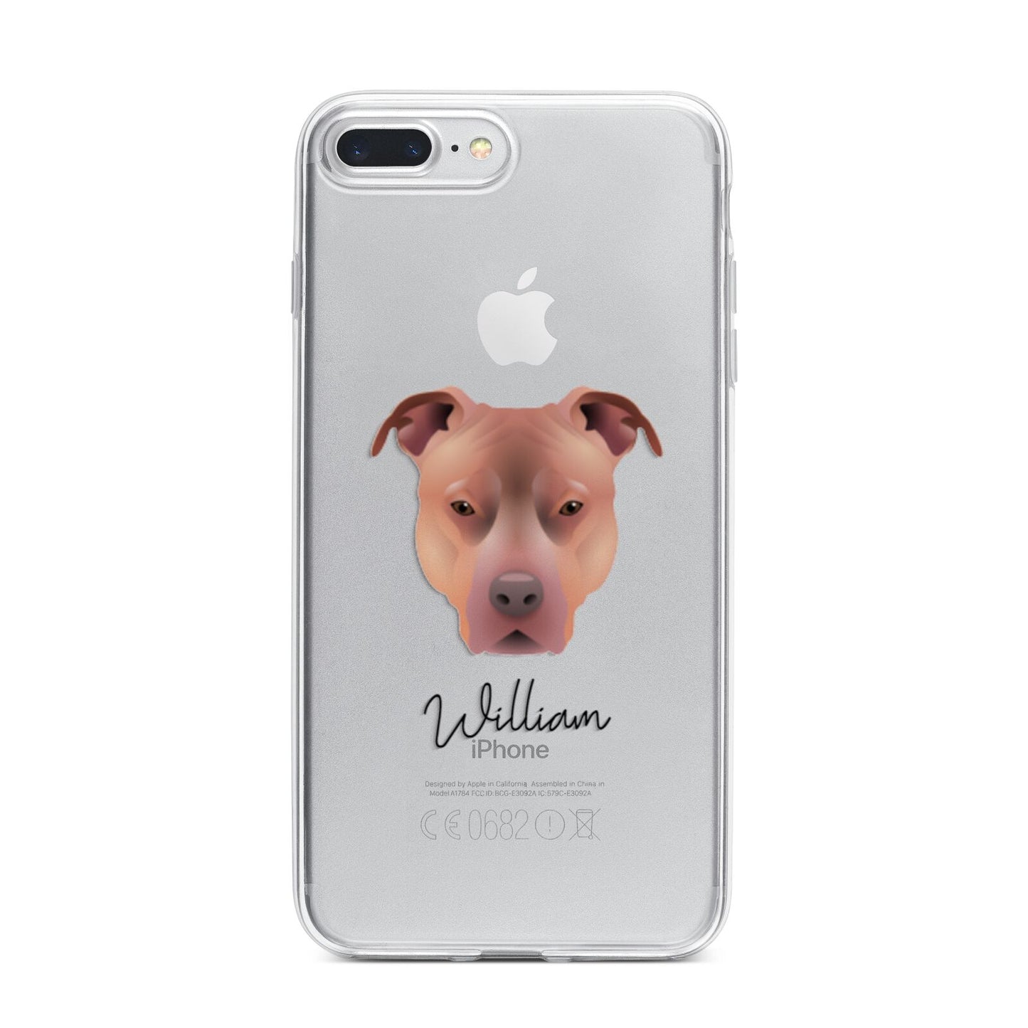American Pit Bull Terrier Personalised iPhone 7 Plus Bumper Case on Silver iPhone