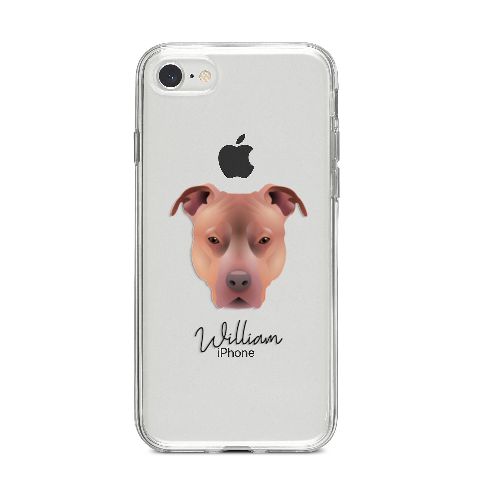 American Pit Bull Terrier Personalised iPhone 8 Bumper Case on Silver iPhone