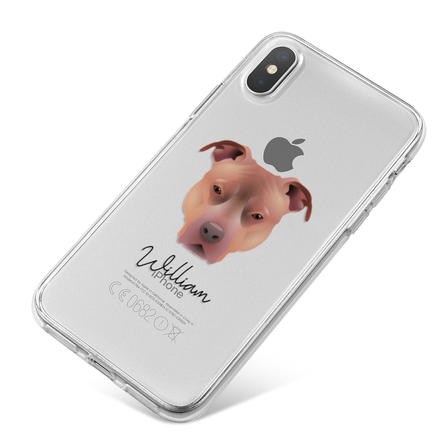 American Pit Bull Terrier Personalised iPhone X Bumper Case on Silver iPhone