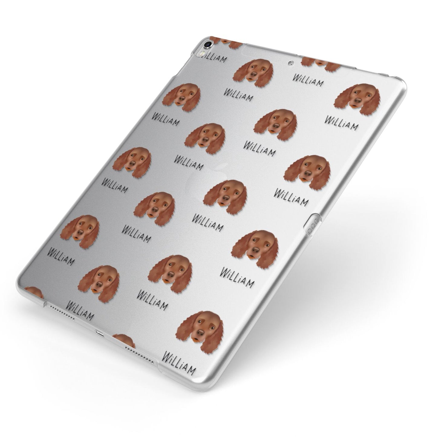 American Water Spaniel Icon with Name Apple iPad Case on Silver iPad Side View