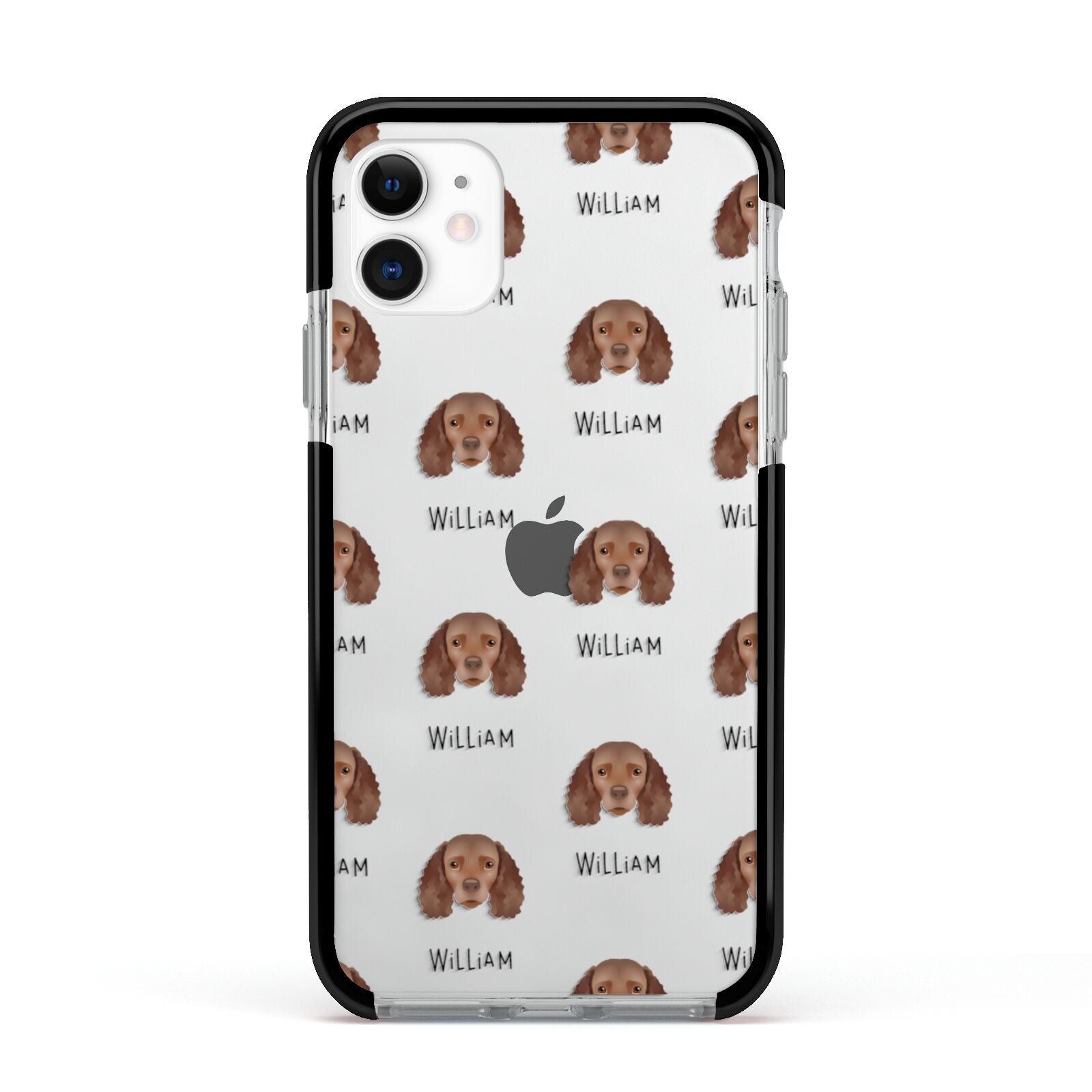 American Water Spaniel Icon with Name Apple iPhone 11 in White with Black Impact Case