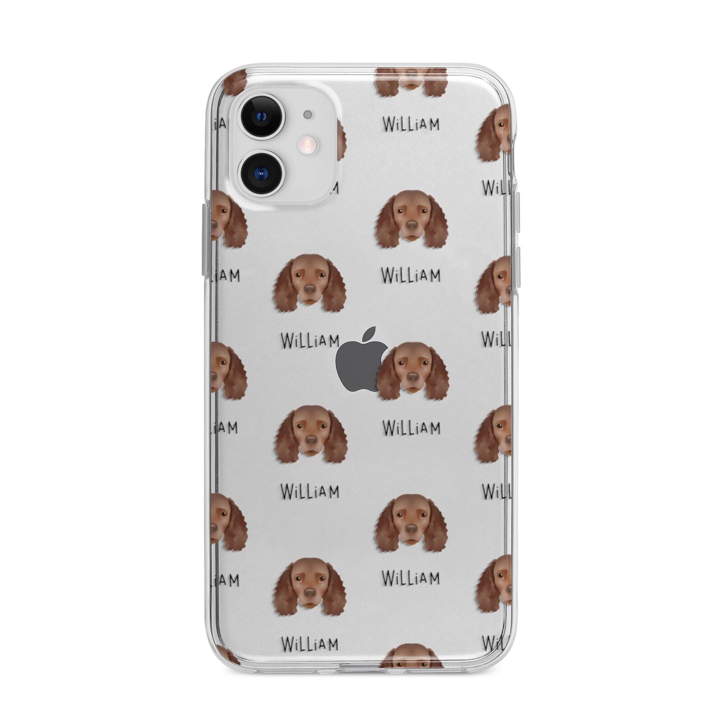 American Water Spaniel Icon with Name Apple iPhone 11 in White with Bumper Case