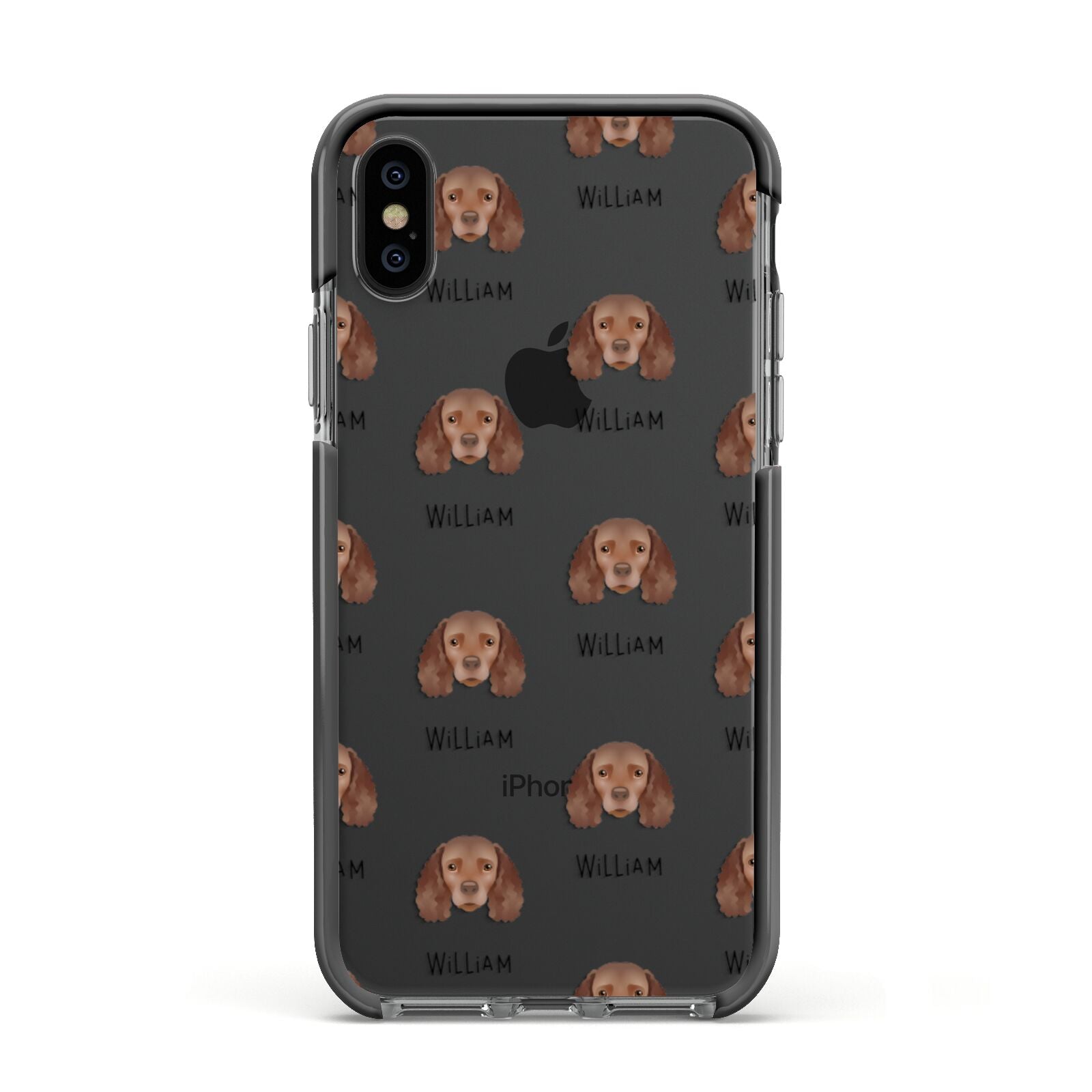 American Water Spaniel Icon with Name Apple iPhone Xs Impact Case Black Edge on Black Phone