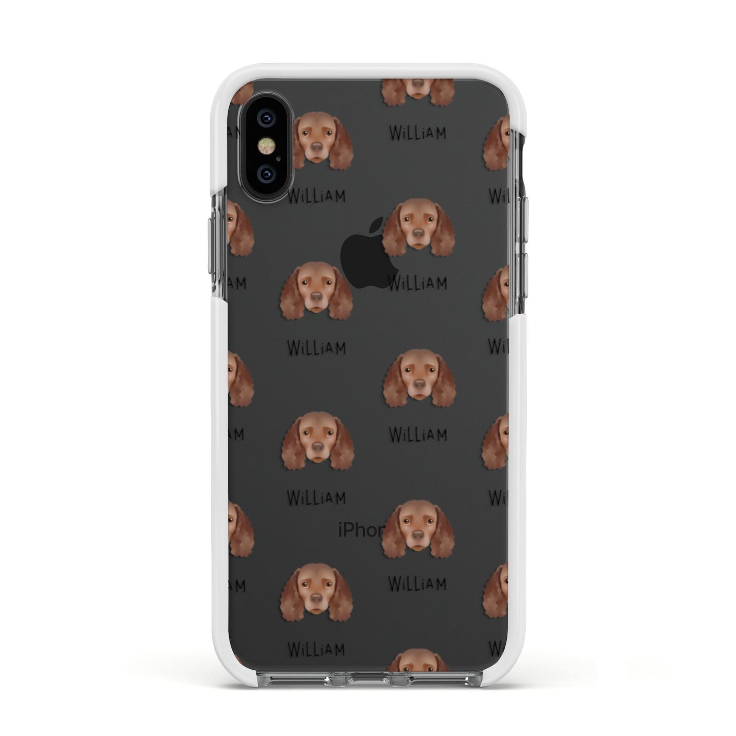 American Water Spaniel Icon with Name Apple iPhone Xs Impact Case White Edge on Black Phone