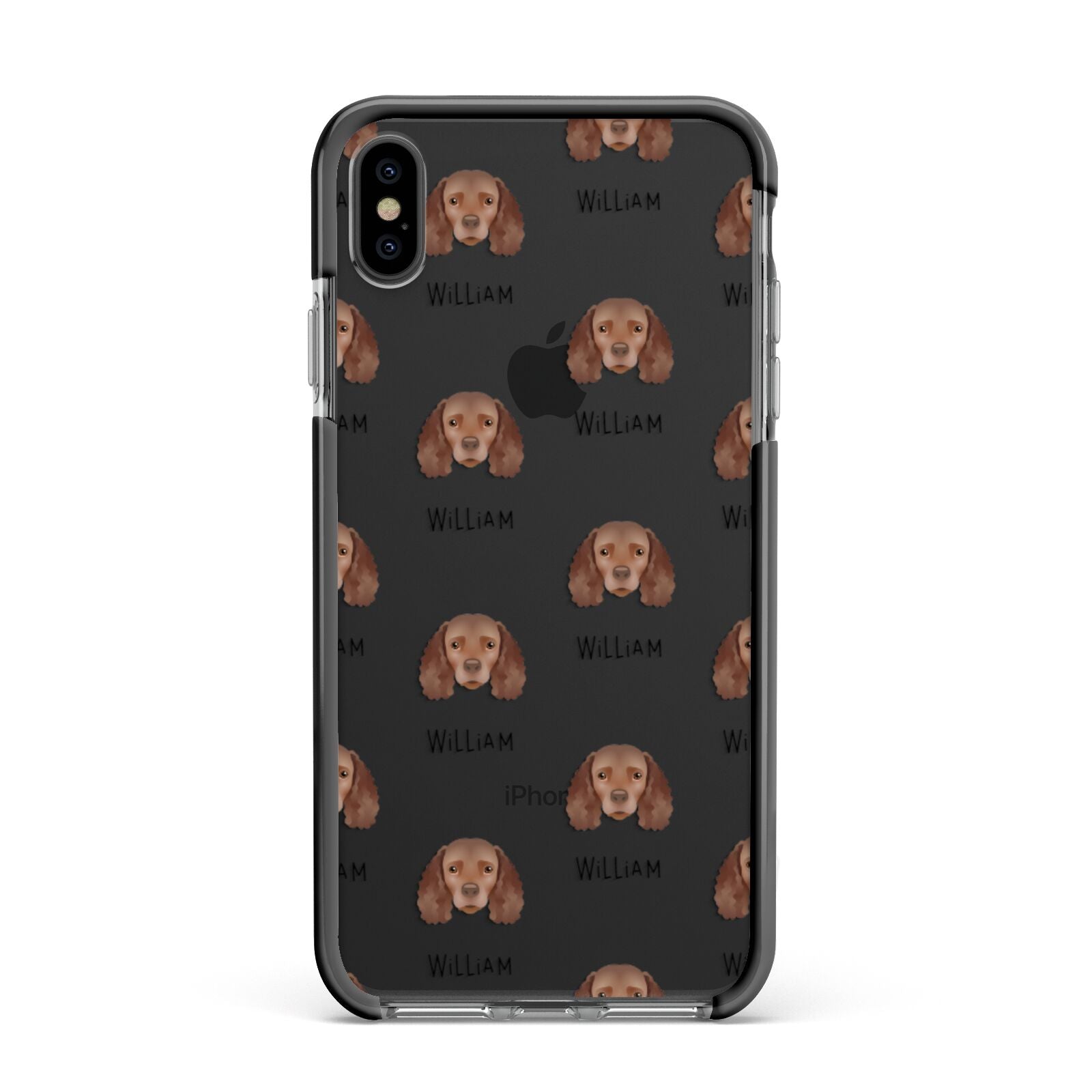 American Water Spaniel Icon with Name Apple iPhone Xs Max Impact Case Black Edge on Black Phone