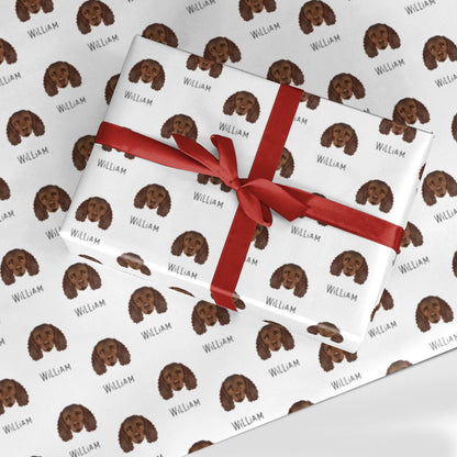 American Water Spaniel Icon with Name Custom Wrapping Paper