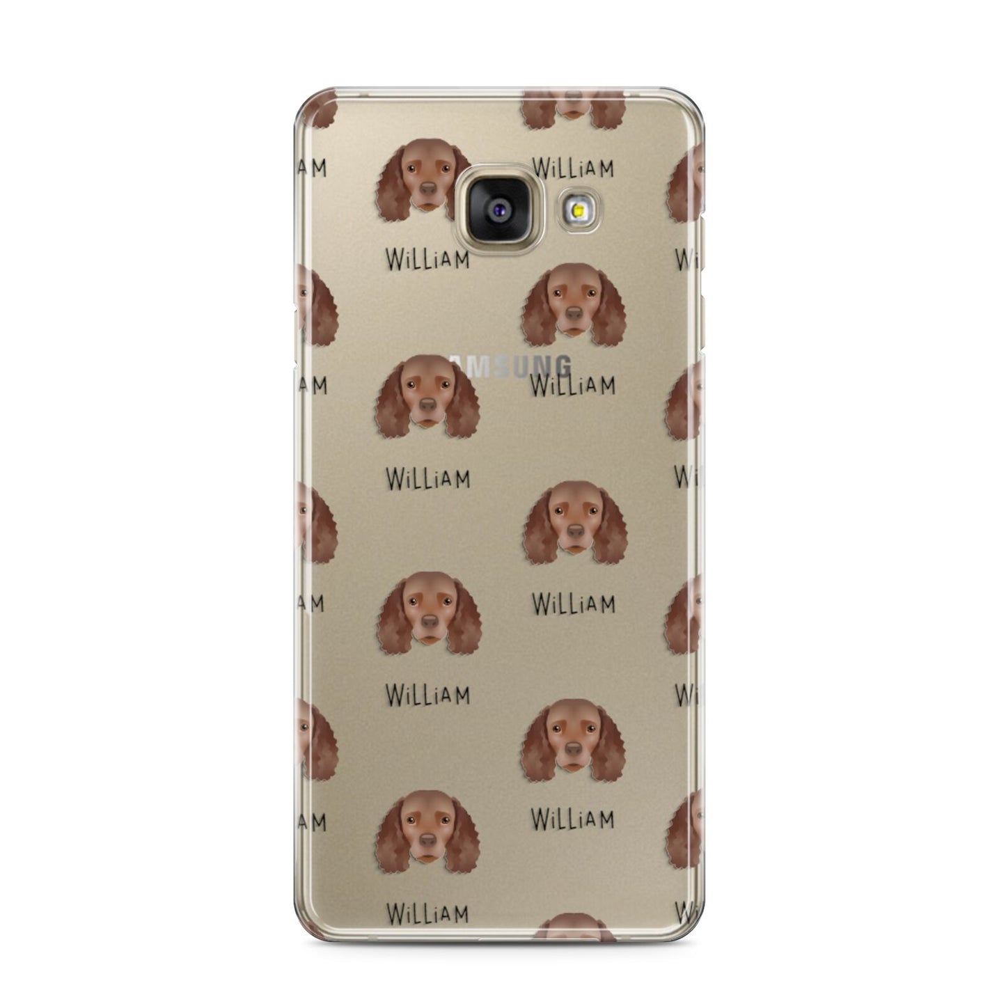 American Water Spaniel Icon with Name Samsung Galaxy A3 2016 Case on gold phone