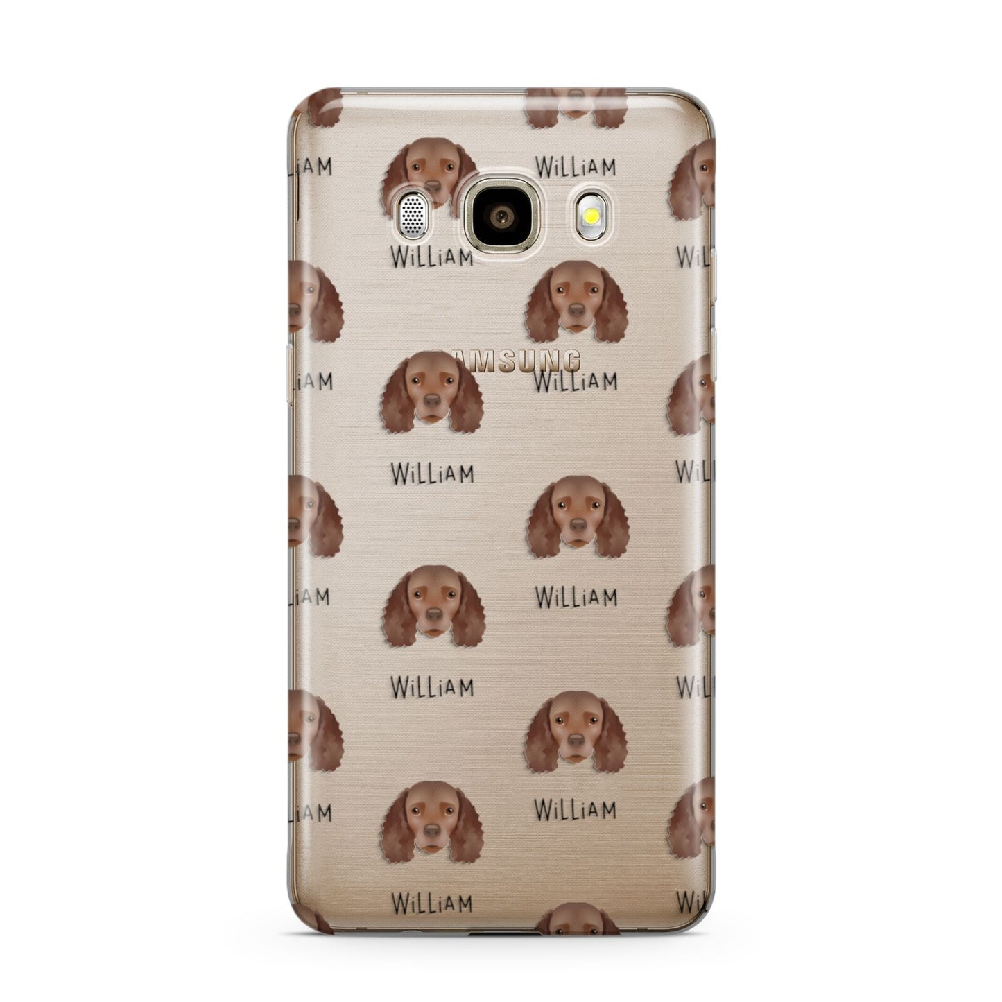 American Water Spaniel Icon with Name Samsung Galaxy J7 2016 Case on gold phone